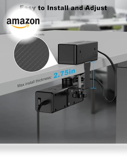 Dual Layer Desk Clamp Power Strip — Power Solutions & Surge Protection, VILONG