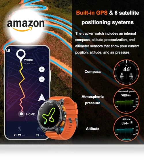 Military Smart Watch with GPS and Flashlight — Smartwatches, Tiwain