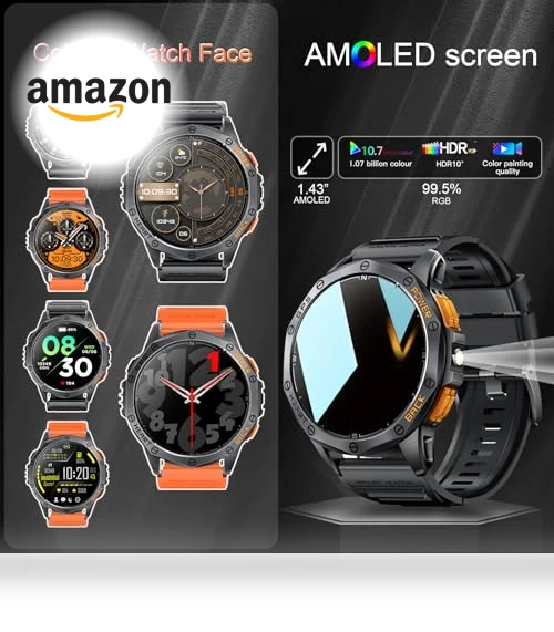 Military Smart Watch with GPS and Flashlight — Smartwatches, Tiwain