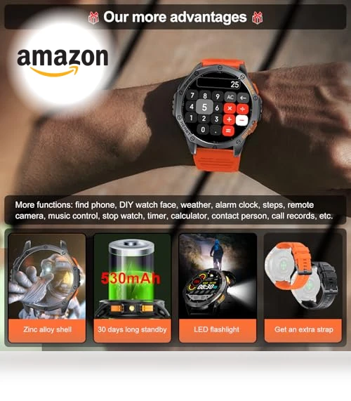 Military Smart Watch with GPS and Flashlight — Smartwatches, Tiwain