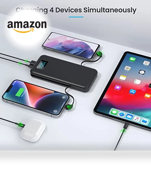 Portable Charger with Built-in Cables & AC Wall Plug — Chargers, AONIMI