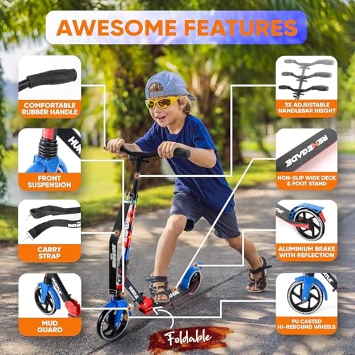 Lightweight and Foldable Kick Scooter - Adjustable for Teens and Adults, Alloy Deck with High Impact Wheels — Electric Scooter, Hurtle