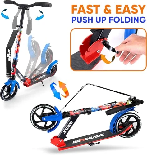 Lightweight and Foldable Kick Scooter - Adjustable for Teens and Adults, Alloy Deck with High Impact Wheels — Electric Scooter, Hurtle