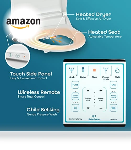 Smart Toilet Seat with Heated Water and Warm Air Dryer — Bathroom Essentials, BidetMate