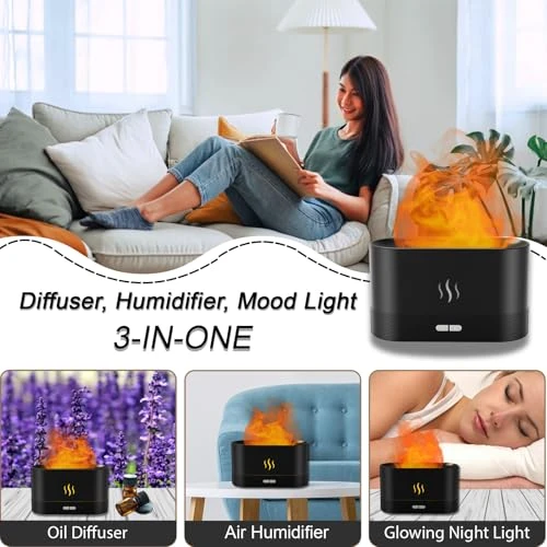 Flame Air Humidifier with Fire LED Light — Essential Oil Diffuser