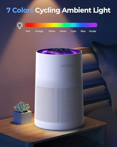 H13 True HEPA Air Purifier with Aromatherapy and Colorful Lights, KOIOS
