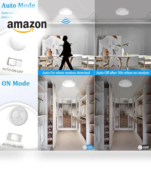 Motion Sensor LED Ceiling Light — Overhead Lighting, Brightever