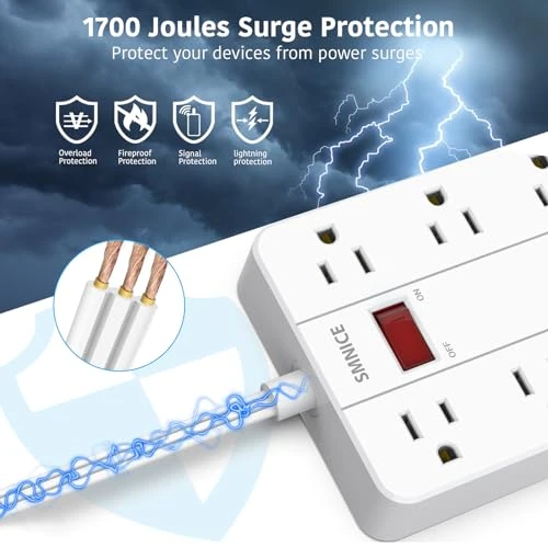 Power Strip with USB and Surge Protector, smnice