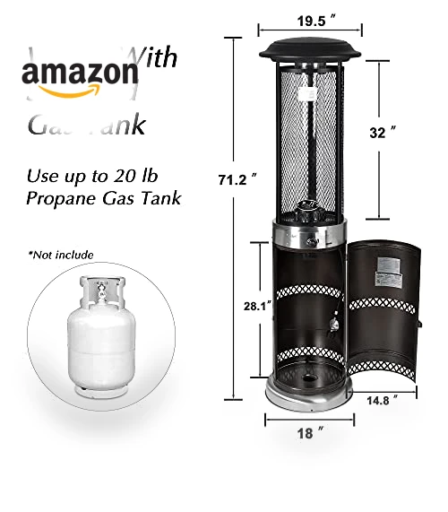 Stainless Steel Standing Propane Patio Heater — Heater Parts, BALI OUTDOORS