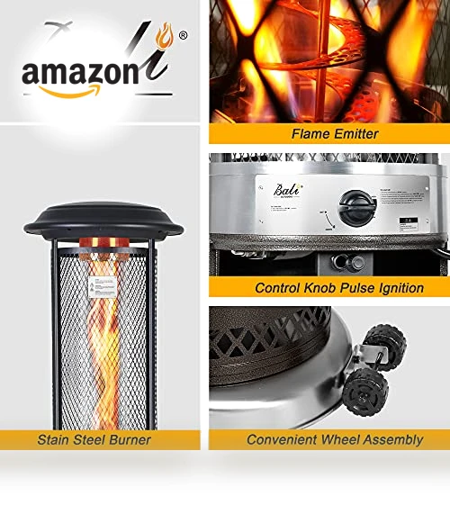 Stainless Steel Standing Propane Patio Heater — Heater Parts, BALI OUTDOORS