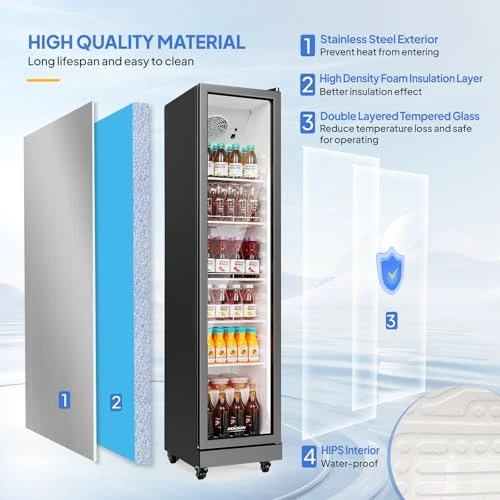 Beverage Refrigerator Commercial Display Cooler, ROVSUN
