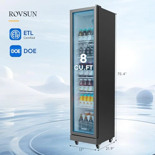 Beverage Refrigerator Commercial Display Cooler, ROVSUN