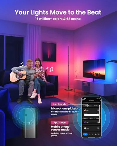 Foldable Corner Floor Lamp with Remote, AUDERWIN