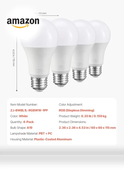 Smart Light Bulbs — LED, VEVOR