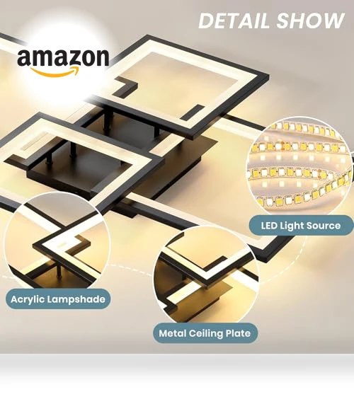 Square LED Flush Mount Ceiling Light — Overhead Lighting, EIDISUNY