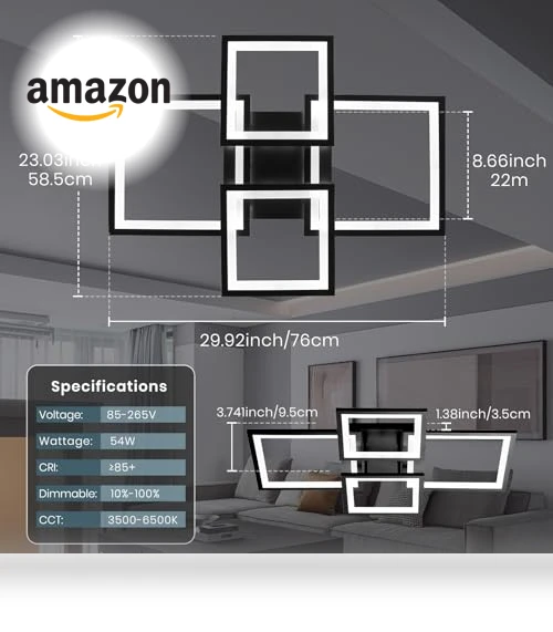 Square LED Flush Mount Ceiling Light — Overhead Lighting, EIDISUNY