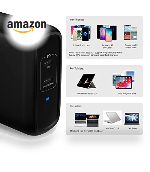 Two-Port GaN Wall Charger — Chargers, Amazon