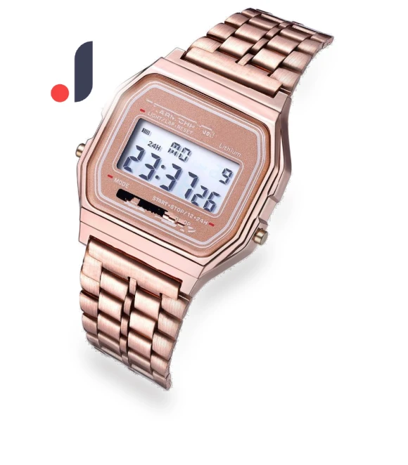Electronic Watch with Steel Strap and Multicolor LEDs — Wearable Accessories, AI Supermarket