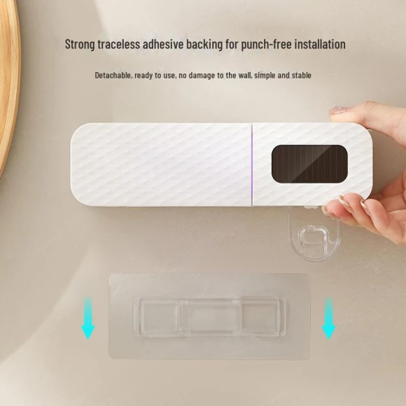 Smart Wall-Mounted UV Toothbrush Sterilizer with Automatic Toothpaste Dispenser, ElectroCN