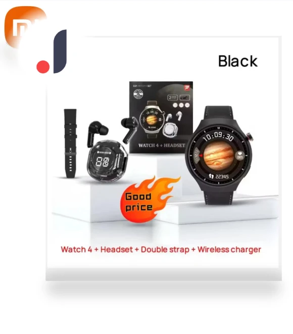 Smart Watch 4 Gift Set with Bluetooth Headphones — Wearable Accessories, Xiaomi