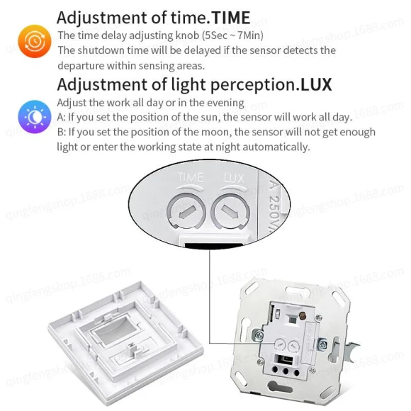 Adjustable Square PIR Wall Sensor Panel, TrendVibeCN