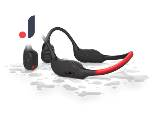 Bone Conduction Bluetooth Wireless Earphones with LED Safety Light Headset — Headsets, MIYAKO DENKI