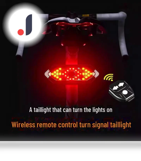 USB Rechargeable Bicycle Rear Light with Turn Signal and Wireless Remote Control — Bike Headlights, AI Supermarket