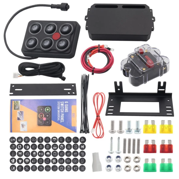 8-Color Adjustable Backlit 6-Key Switch Panel, happybuySE