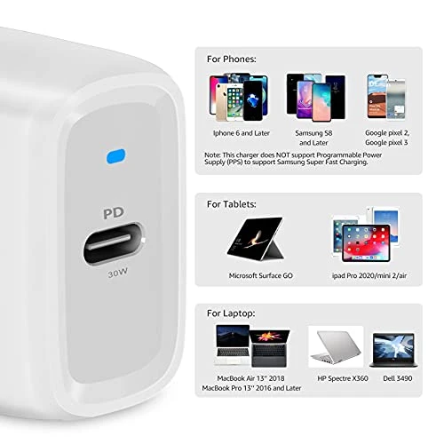 30W One-Port GaN USB-C Wall Charger, Amazon Basics