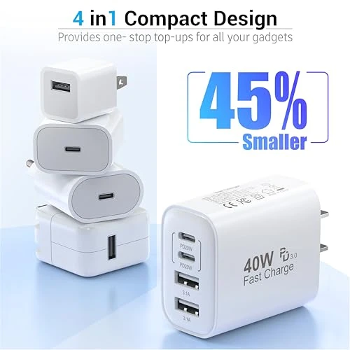 40W 4 Port Wall Plug Fast Charging Block, Shenzhen Xihuida Electronics Co., Ltd.