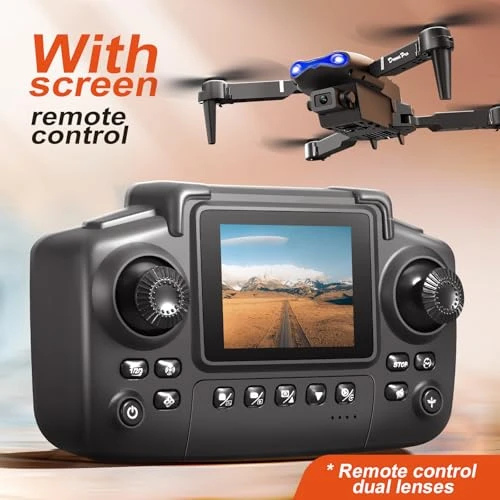 Drone with Screen Controller, Two Batteries, Altitude Hold, Obstacle Avoidance, and Carrying Case — Drone, elecci