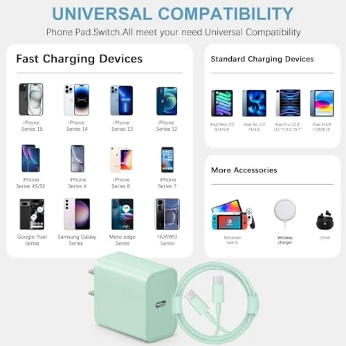 Fast Charging Wall Charger with 6ft Cable — Power Bank, Novobit