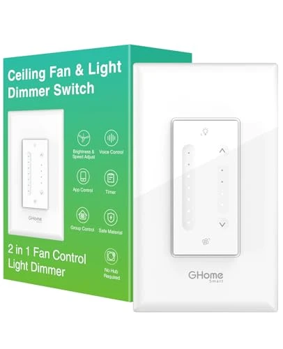 Smart Dimmer Switch with Ceiling Fan Control, GHome Smart