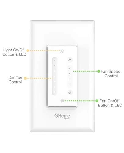 Smart Dimmer Switch with Ceiling Fan Control, GHome Smart