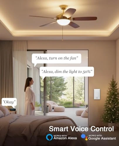 Smart Dimmer Switch with Ceiling Fan Control, GHome Smart