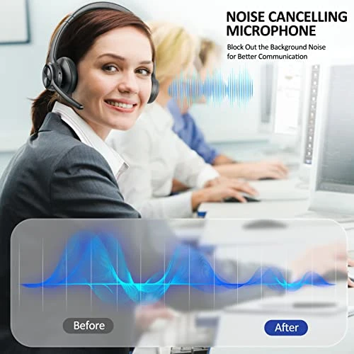 Wireless Headphones with Noise Cancelling Microphone — Wireless Earbuds, EKVANBEL