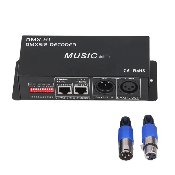 4-channel DMX 512 decoder adjustable RGB dimmable LED decoder controller, Andoer