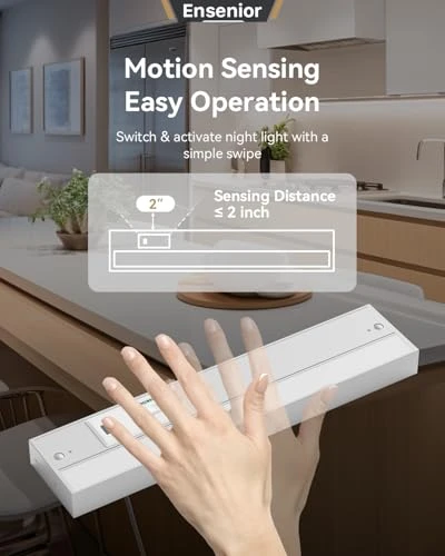Hand Wave Motion Sensor LED Under Cabinet Lighting, Ensenior