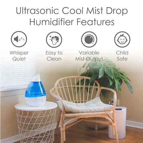 Ultrasonic Cool Mist Teardrop Humidifier, Crane