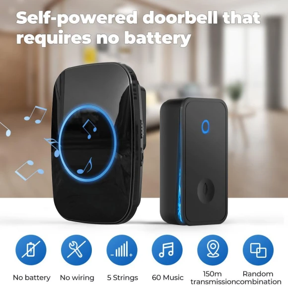 Autonomous Waterproof Wireless Doorbell Kit, YJMP Electronic
