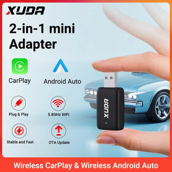 Wireless Carplay and Android Auto 2in1 Smart Mini Box, ZoomSpark