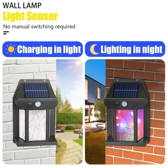 Solar Wall Lamp with Motion Sensor, Stone Home