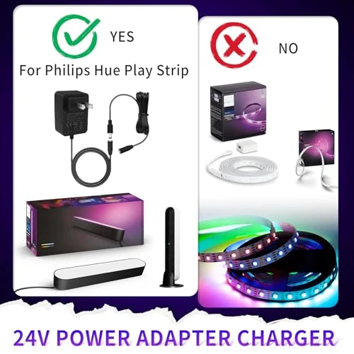 24V Charger for Philips Hue Play Strip Lights, AIZYSY