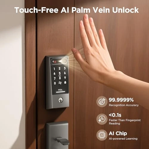 AI Palm Vein Smart Lock with Built-in Doorbell — Smart Lock, TCL