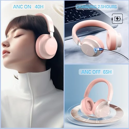 Wireless Over Ear Headphones with Noise Cancelling — Wireless Earbuds, TSYUCXH