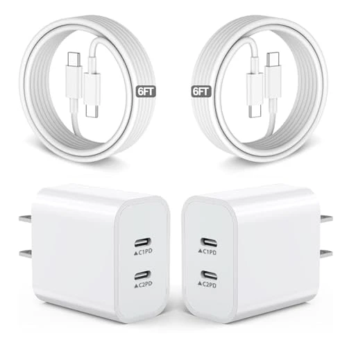 Dual Port Fast Wall Charger with USB C Cable
