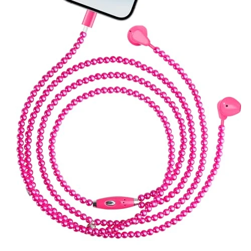 Pearl Beaded Wired Headphones, VOFUOE