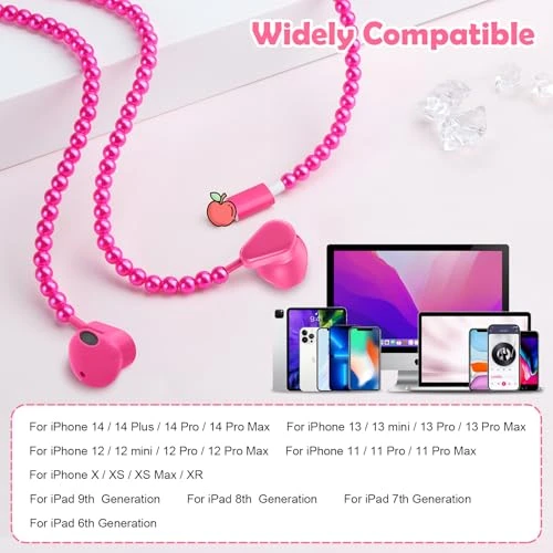 Pearl Beaded Wired Headphones, VOFUOE