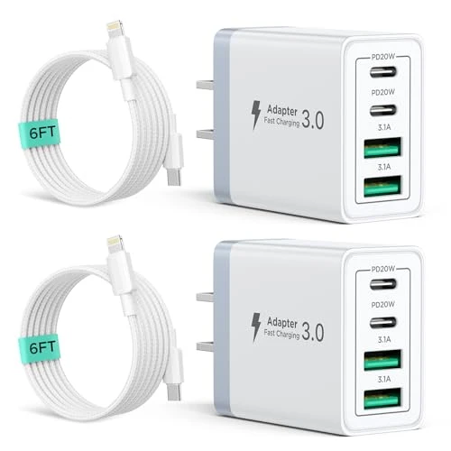 2 Pack 4-Port USB C Fast Charger Block — Power Bank, Aiminu