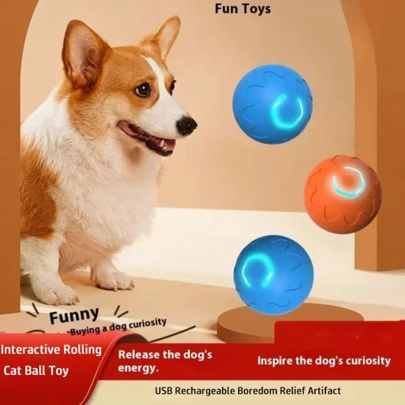 Interactive LED Rolling Ball for Cats — Automatic Cat Toy, VSuanzh